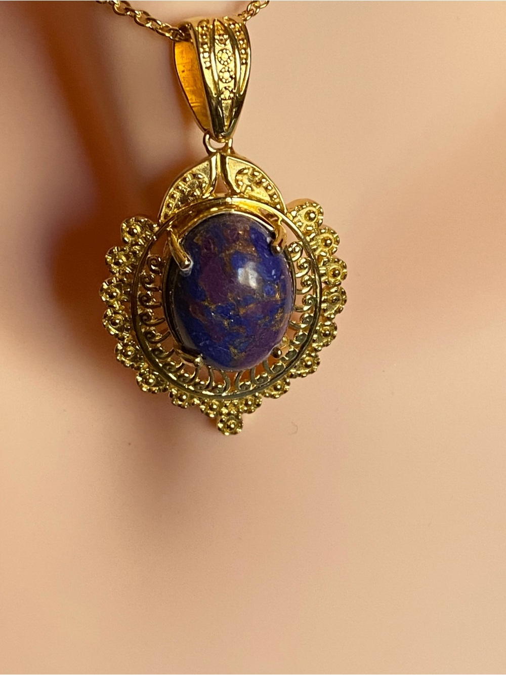 💜 EverTrue Mojave Purple Turquoise Pendant | 7.50 ctw 18K Gold Plated Necklace